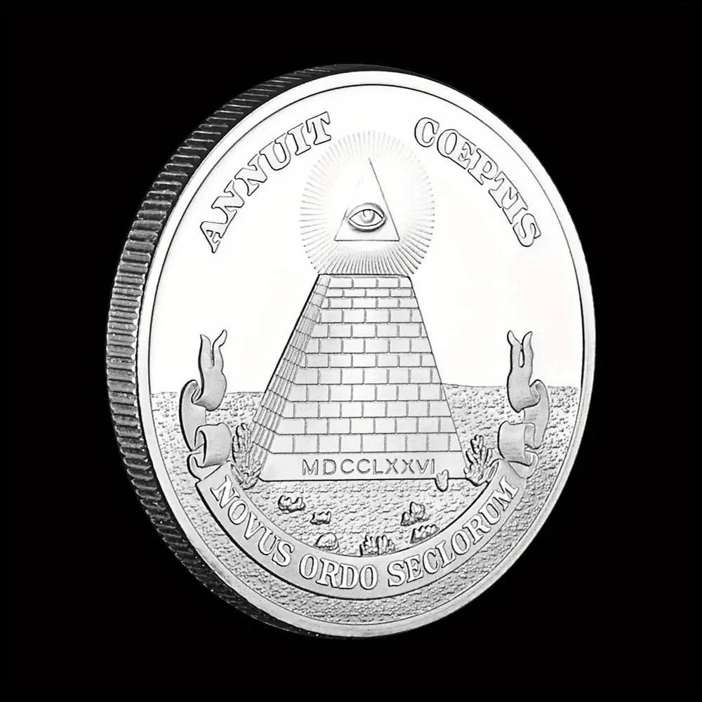 United States Freemason Souvenir Silvery Coin Plated Collectible Gift Annuit Coeptis Novus Ordo Seclorum Commemorative Coin 1569-Chinese Style Finds™