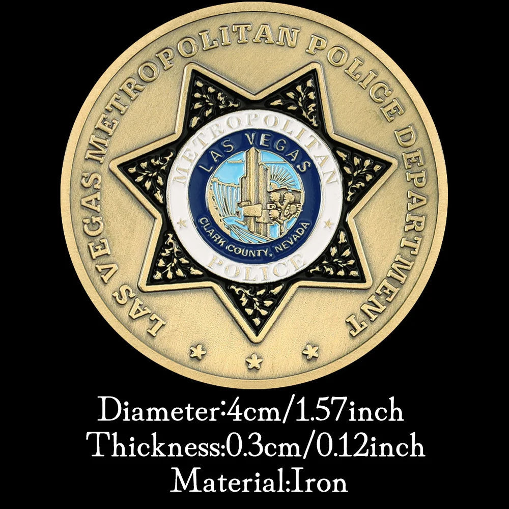 United States Las Vegas Metropolitan Police Department Souvenir Bronze Plated Coin Saint Micheal Pattern Challenge Coin 1167-Chinese Style Finds™