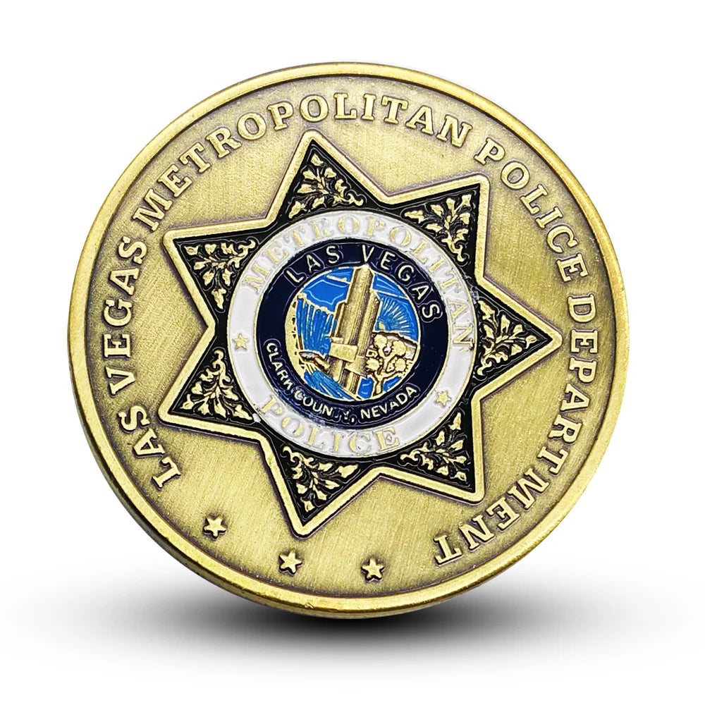 United States Las Vegas Metropolitan Police Department Souvenir Bronze Plated Coin Saint Micheal Pattern Challenge Coin 1167-Chinese Style Finds™