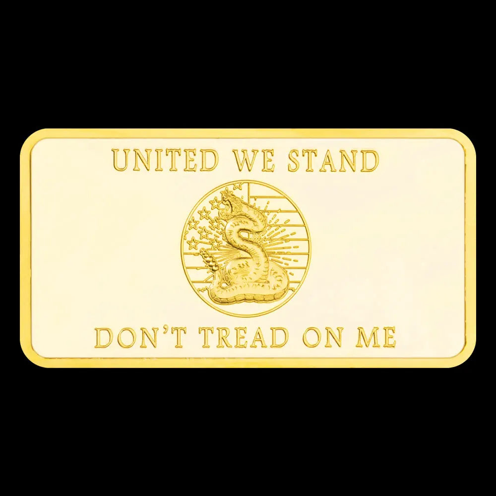 United States Liberty Bell 1776 Kennedy We Stand Dont Tread on Me Commemorative Coin Plated Golden Bar Collection 1483-Chinese Style Finds™