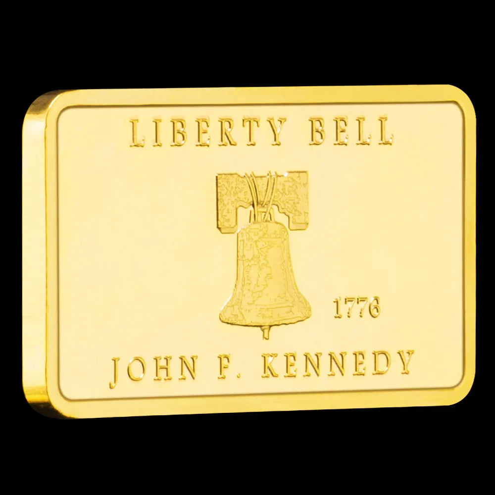 United States Liberty Bell 1776 Kennedy We Stand Dont Tread on Me Commemorative Coin Plated Golden Bar Collection 1483-Chinese Style Finds™