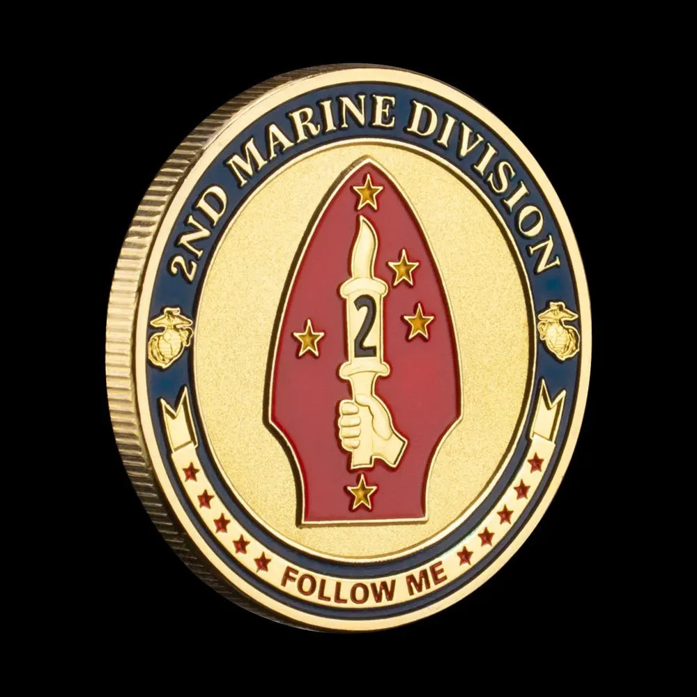 United States Marine Corps 2nd Marine Division Souvenir Golden Plated Challenge Coin Military Fans Veteran Commemorative Coin 1664-Chinese Style Finds™