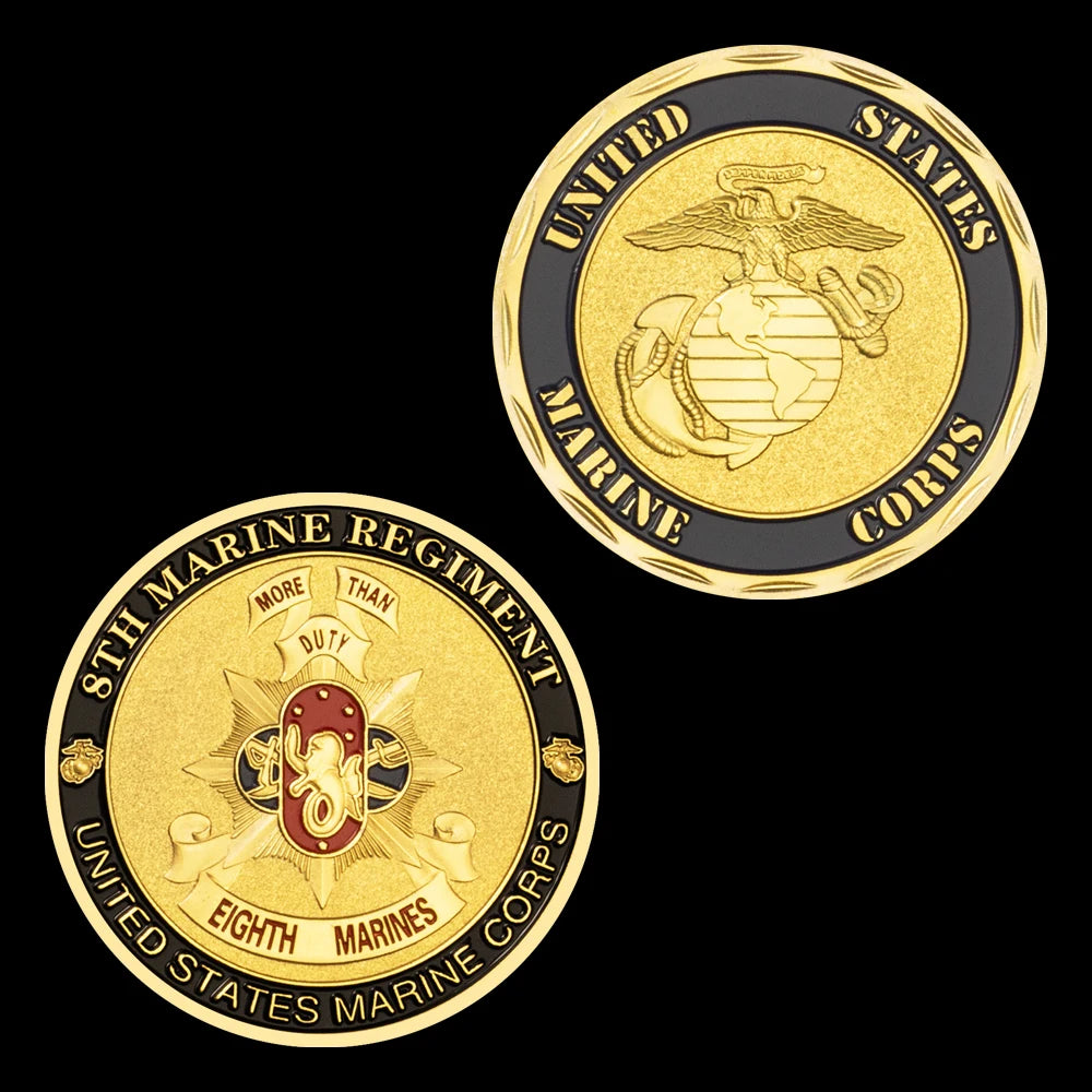 United States Marine Corps 8th Marine Regiment Collectible Golden Plated Souvenir Coin Creative Gift Commemorative Coin 1328-Chinese Style Finds™