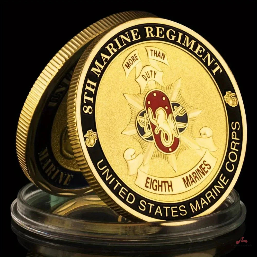 United States Marine Corps 8th Marine Regiment Collectible Golden Plated Souvenir Coin Creative Gift Commemorative Coin 1328-Chinese Style Finds™