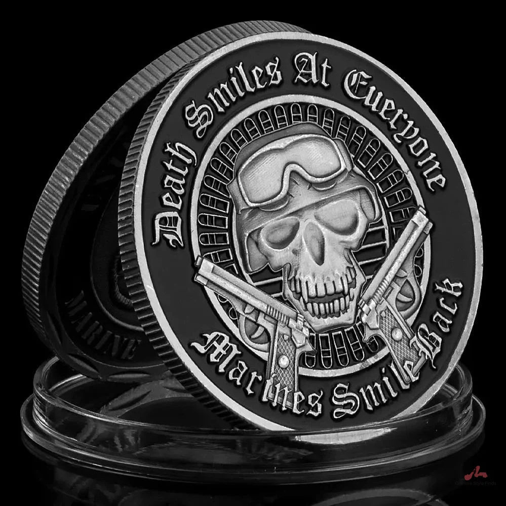 United States Marine Corps Veteran Collectible Challenge Coin Marines Smile Back Silvery Plated Commemorative Coin 1683-Chinese Style Finds™