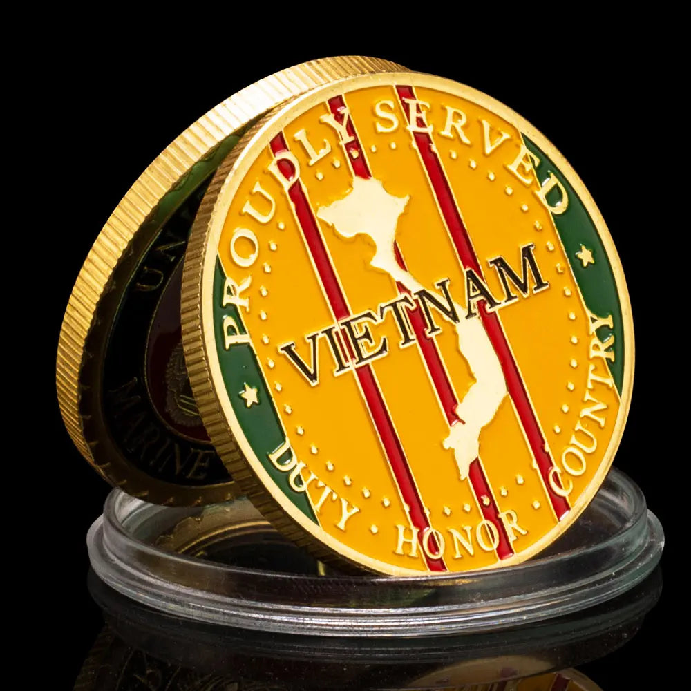 United States Marine Corps Vietnam War Challenge Coin Proudly Served Golden Plated Souvenirs and Gift Ideas Home Decorations 1688-Chinese Style Finds™