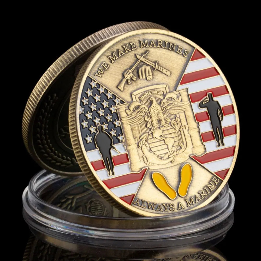 United States Military Coin Souvenir We Make Marines Flag Pattern Commemorative Coin Semper Fidelis Gold Plated Coin 1134-Chinese Style Finds™