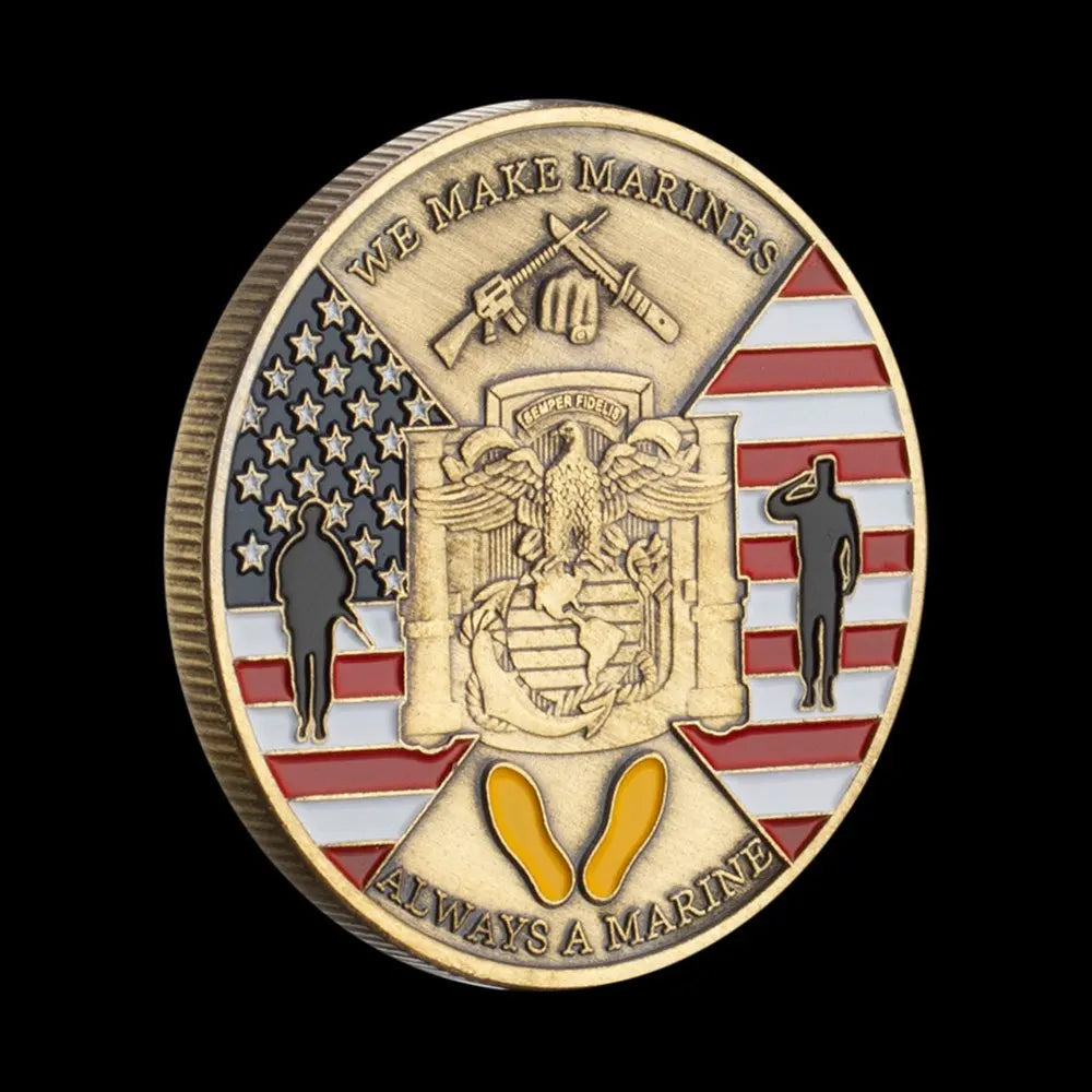 United States Military Coin Souvenir We Make Marines Flag Pattern Commemorative Coin Semper Fidelis Gold Plated Coin 1134-Chinese Style Finds™