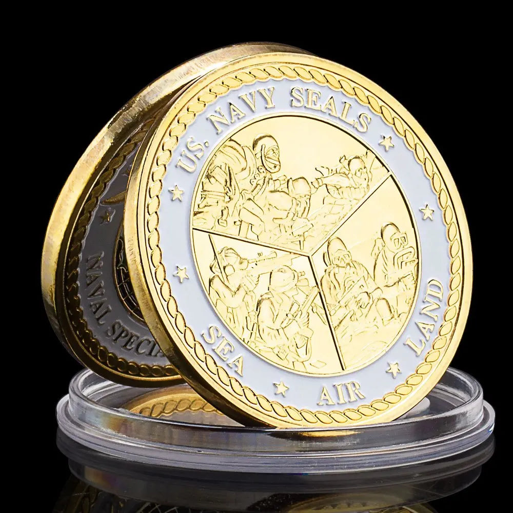 United States Naval Special Warfare Command Navy Seals Collectible Golden Plated Souvenir Coin Commemorative Coin Challenge Coin 1697-Chinese Style Finds™