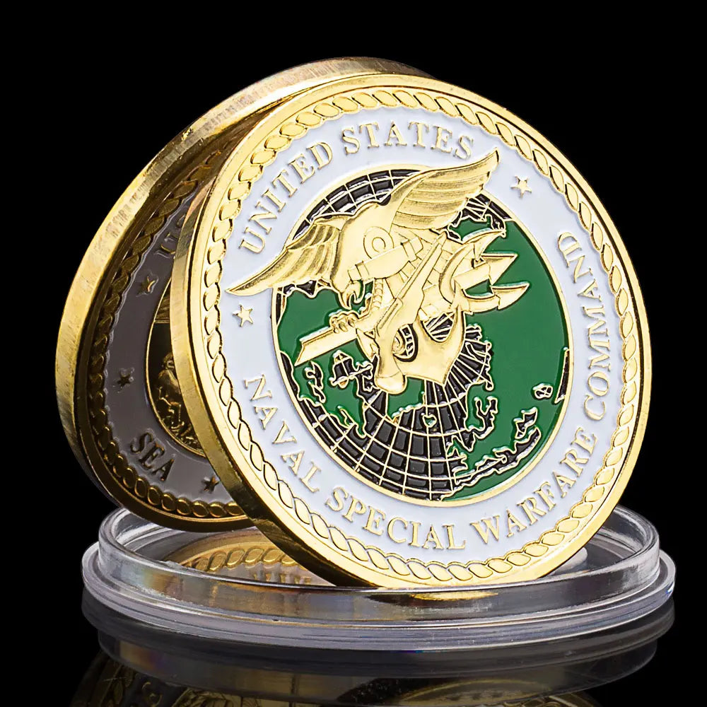 United States Naval Special Warfare Command Navy Seals Collectible Golden Plated Souvenir Coin Commemorative Coin Challenge Coin 1697-Chinese Style Finds™