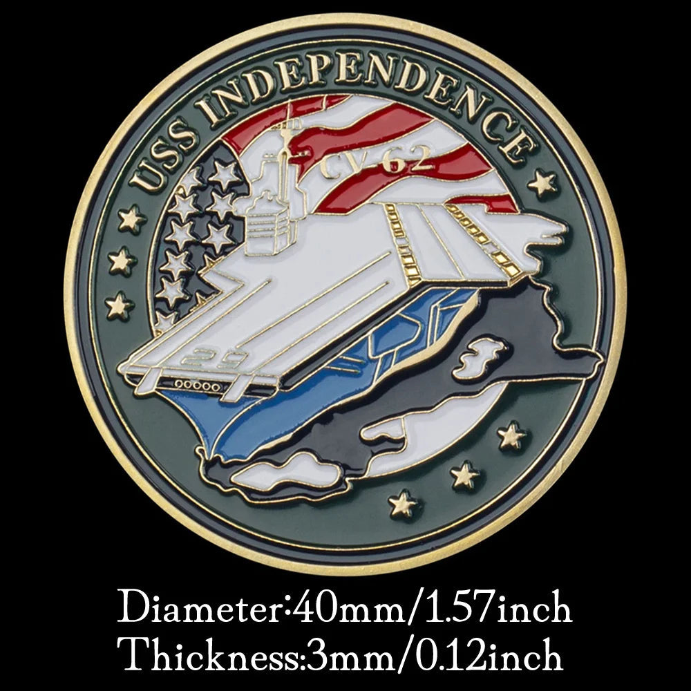 United States Navy CV-62 Independence Aircraft Carrier Gold Plated Souvenir Coin Department of The Navy Challenge Coin 1165-Chinese Style Finds™