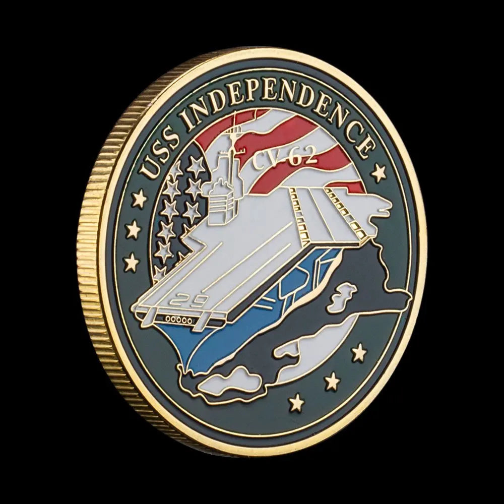 United States Navy CV-62 Independence Aircraft Carrier Gold Plated Souvenir Coin Department of The Navy Challenge Coin 1165-Chinese Style Finds™