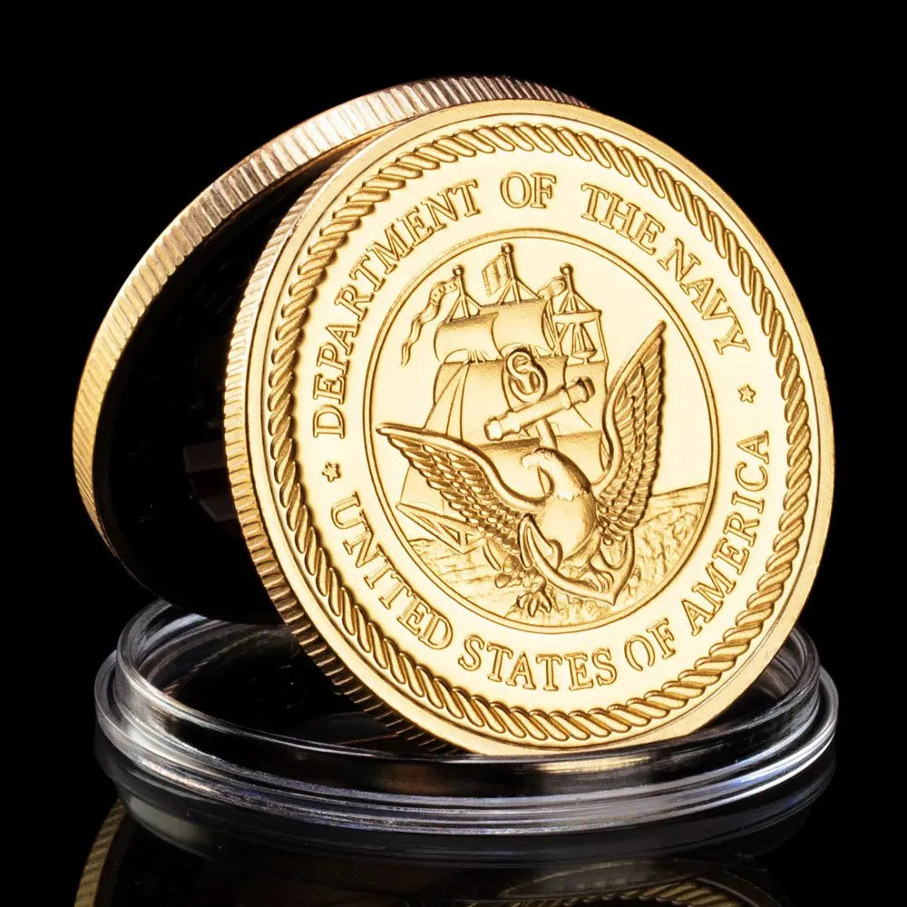 United States Navy Chiefs Souvenir Coin Tried&True Eagle Pattern Commemorative Coin Department of The Navy Golden Plated Coin 1071-Chinese Style Finds™