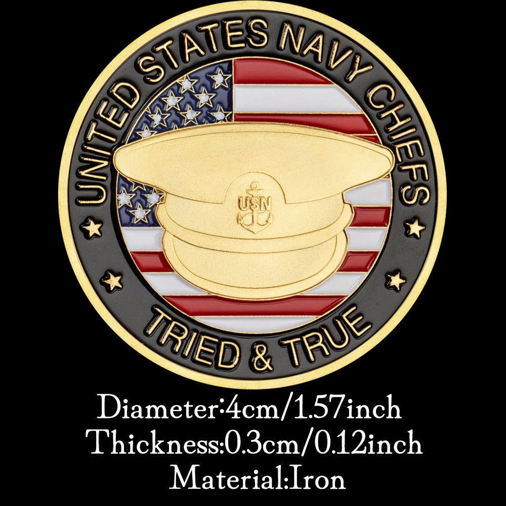 United States Navy Chiefs Souvenir Coin Tried&True Eagle Pattern Commemorative Coin Department of The Navy Golden Plated Coin 1071-Chinese Style Finds™