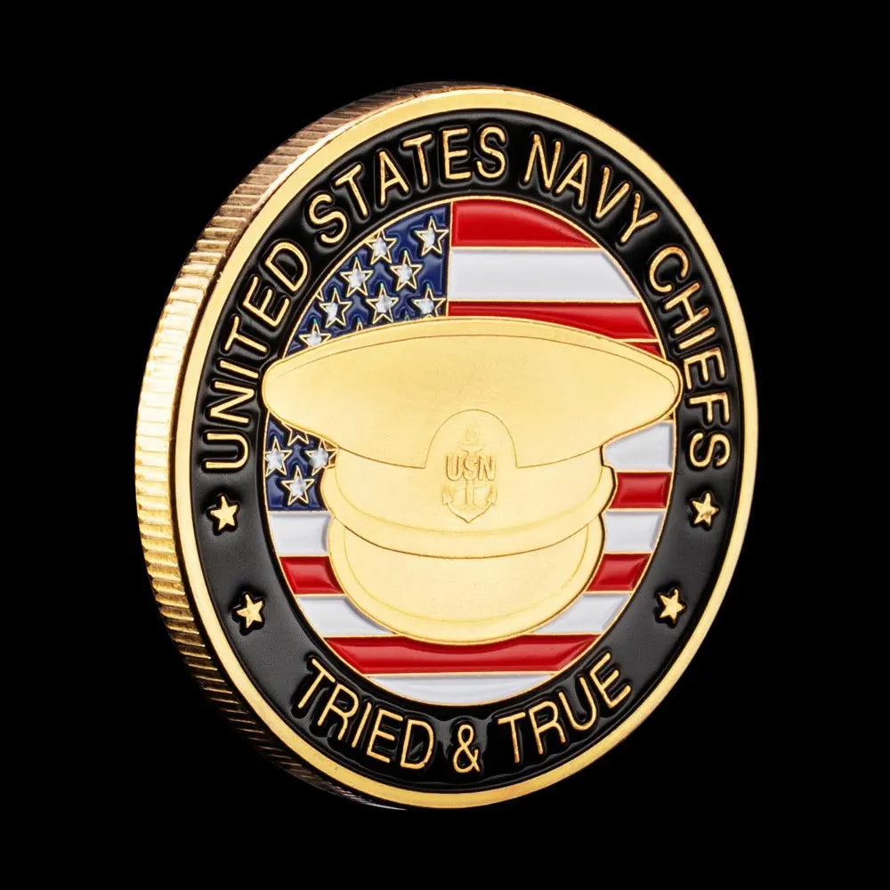 United States Navy Chiefs Souvenir Coin Tried&True Eagle Pattern Commemorative Coin Department of The Navy Golden Plated Coin 1071-Chinese Style Finds™