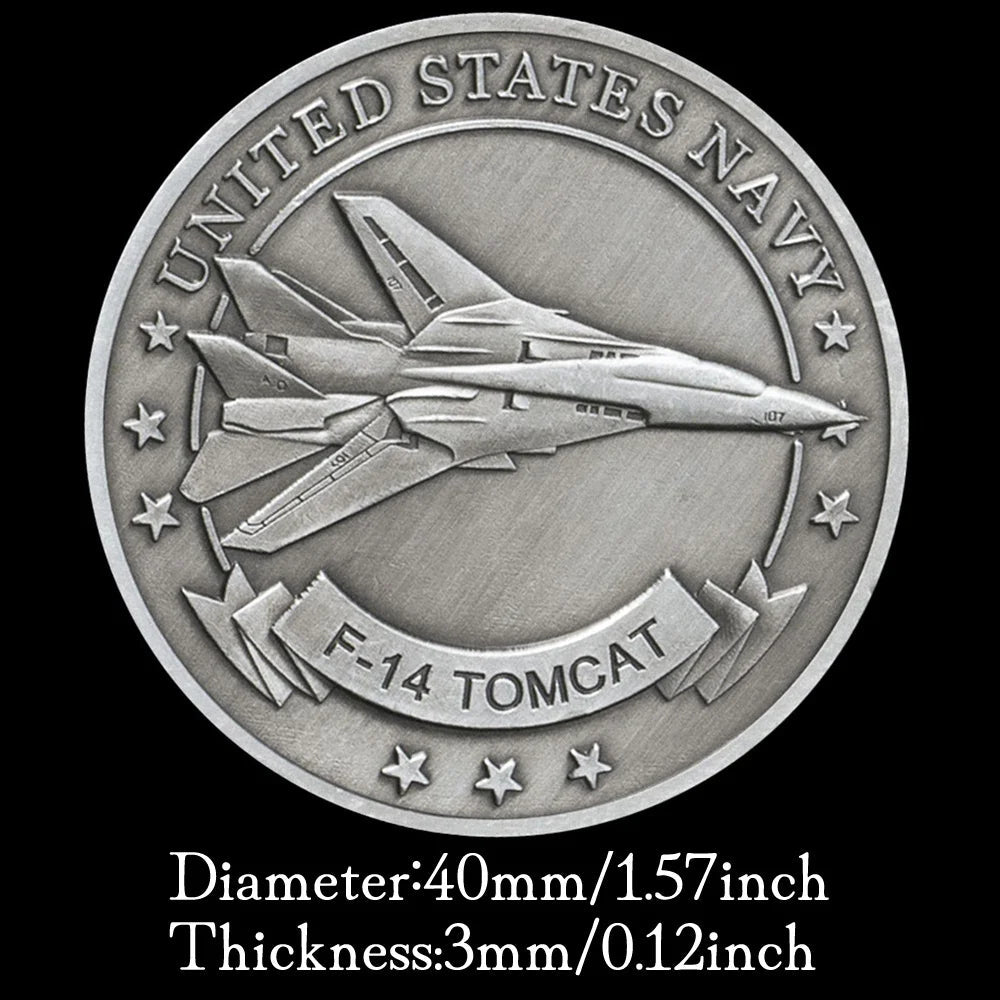 United States Navy F-14 Tomcat Fighting Aircraft Souvenir Coin Department of The Navy Silver Plated Commemorative Coin 1582-Chinese Style Finds™