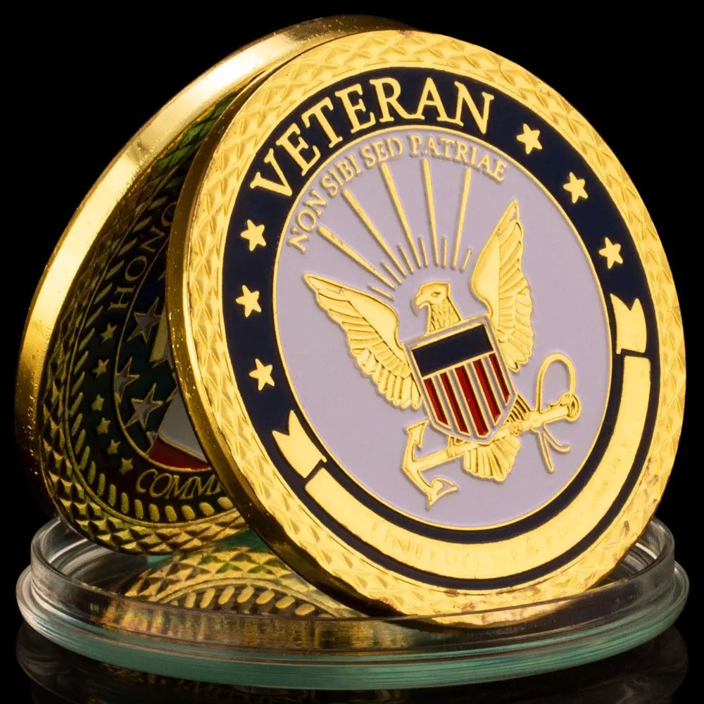 United States Navy Souvenir Coin Honor Courage Commitment Golden Plated Challenge Coin Veteran Collectible Commemorative Coin 1684-Chinese Style Finds™