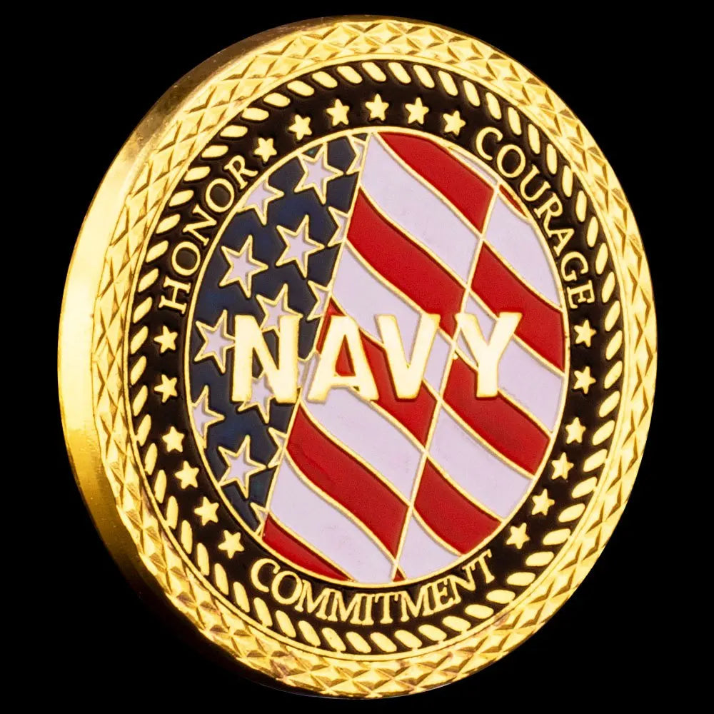 United States Navy Souvenir Coin Honor Courage Commitment Golden Plated Challenge Coin Veteran Collectible Commemorative Coin 1684-Chinese Style Finds™