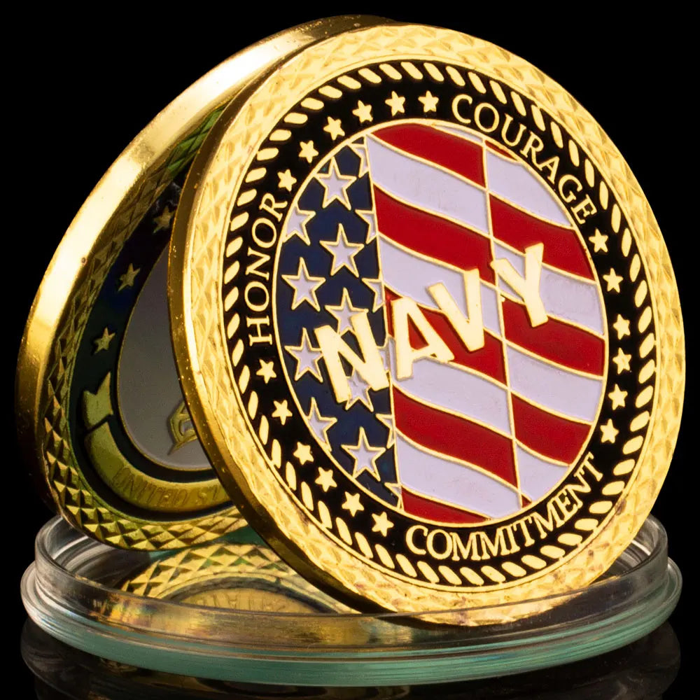 United States Navy Souvenir Coin Honor Courage Commitment Golden Plated Challenge Coin Veteran Collectible Commemorative Coin 1684-Chinese Style Finds™