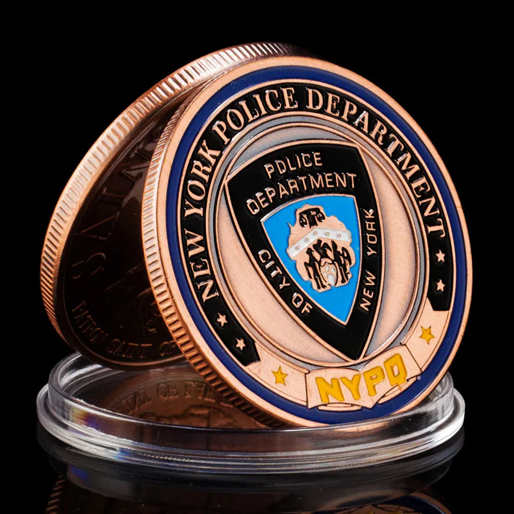 United States New York Police Department Commemorative Coin Bronze Plated Coin Saint Micheal Pattern Challenge Coin 1314-Chinese Style Finds™