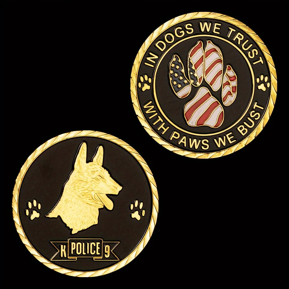 United States Police Dog K9 Collectible Golden Plated Souvenir In Dogs We Trust Canine Commemorative Coin Challenge Coin 1533-Chinese Style Finds™