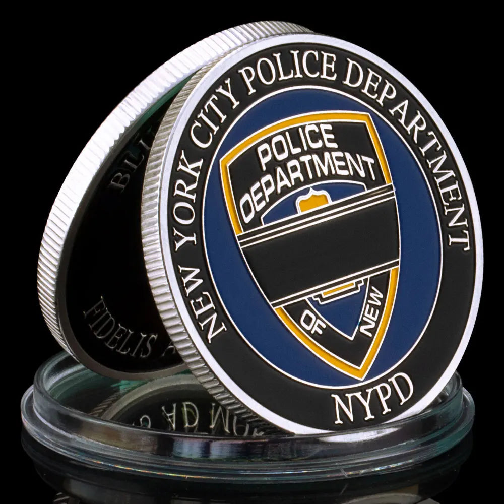 United States Police Officer Challenge Coins Blue Lives Matter Silvery Plated Commemorative Coin Thin Blue Line Collection Coin 1443-Chinese Style Finds™