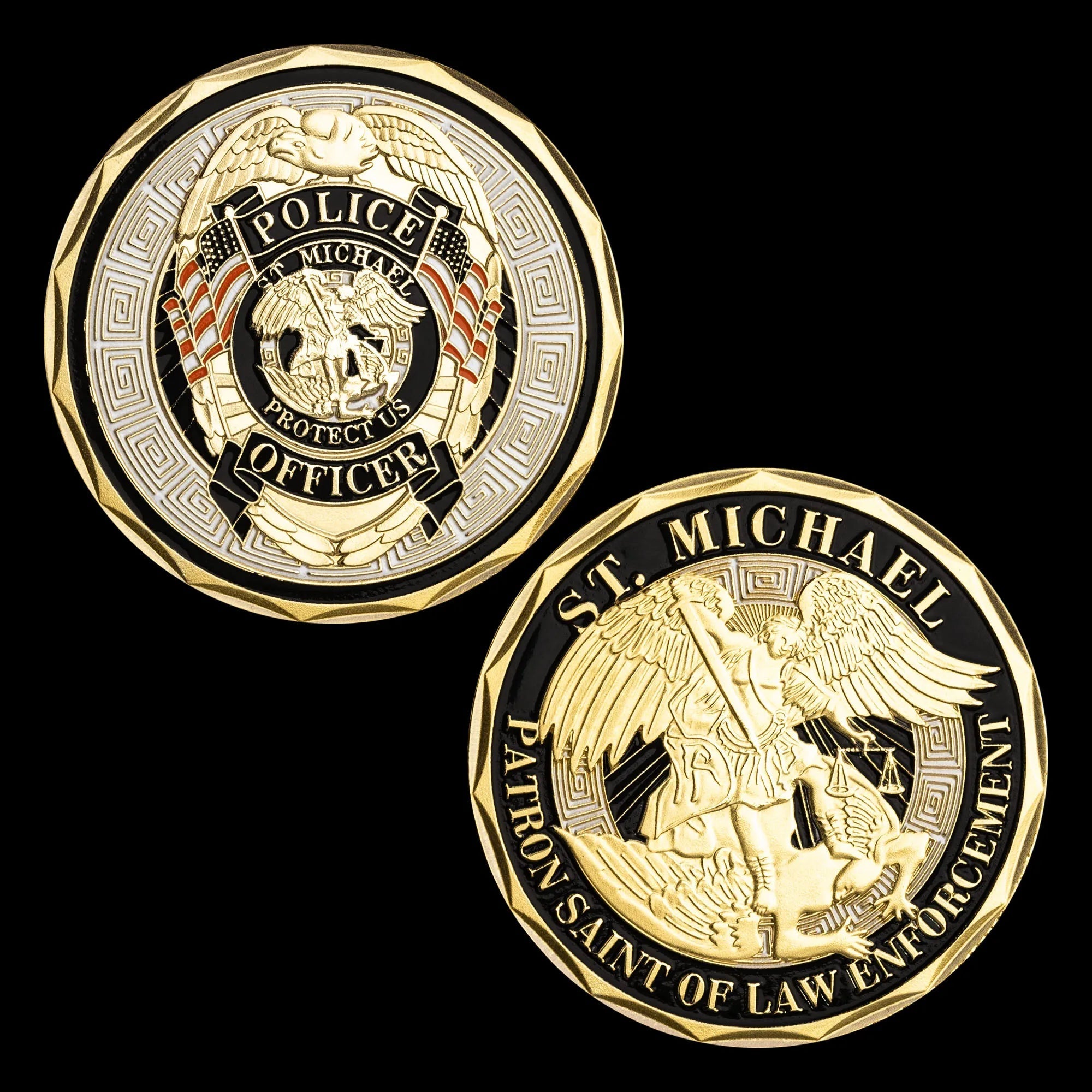 United States Police Officer Collectible Golden Plated Souvenir ST. Micheal Patron Saint of Law Enforcement Commemorative Coin 1129-Chinese Style Finds™