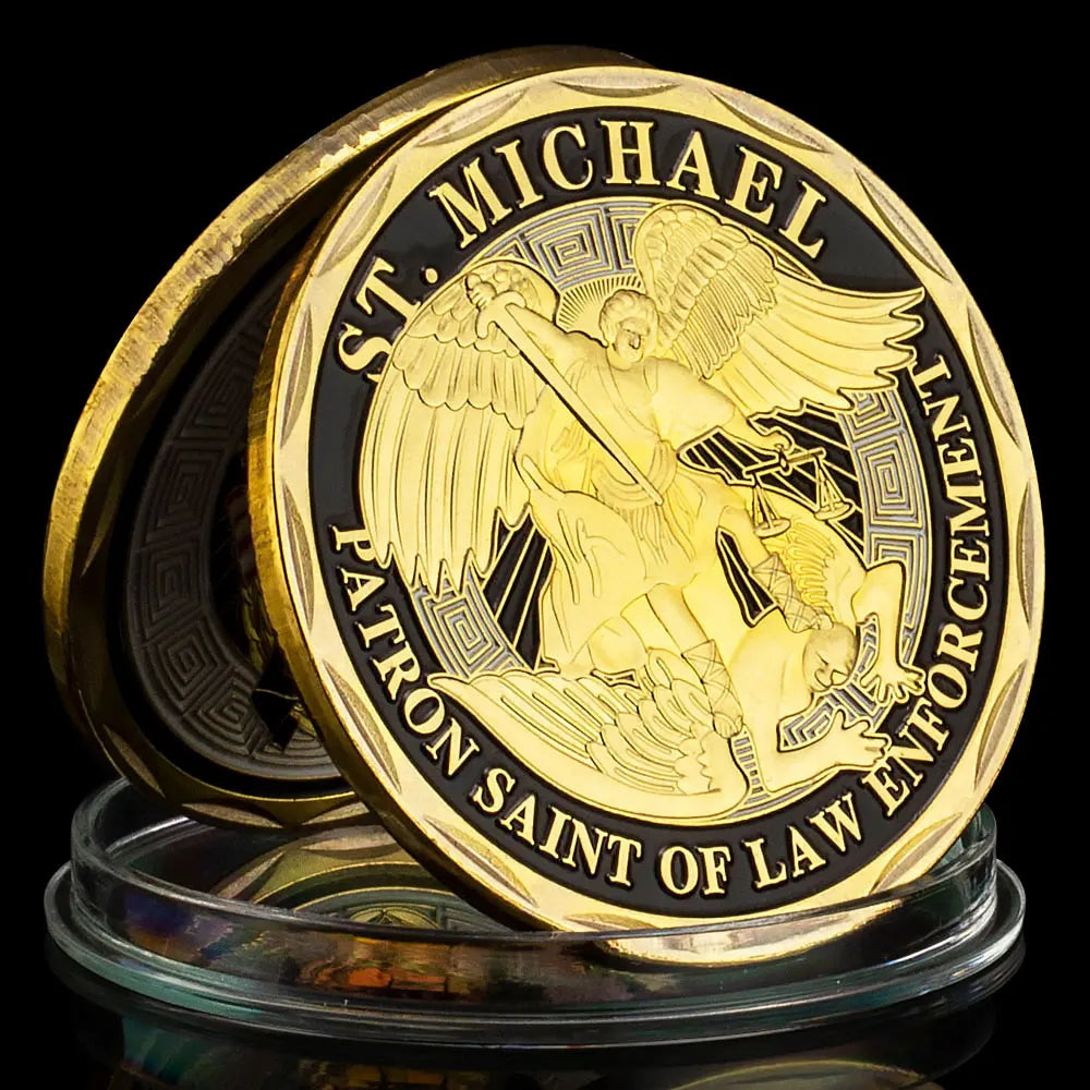 United States Police Officer Collectible Golden Plated Souvenir ST. Micheal Patron Saint of Law Enforcement Commemorative Coin 1129-Chinese Style Finds™