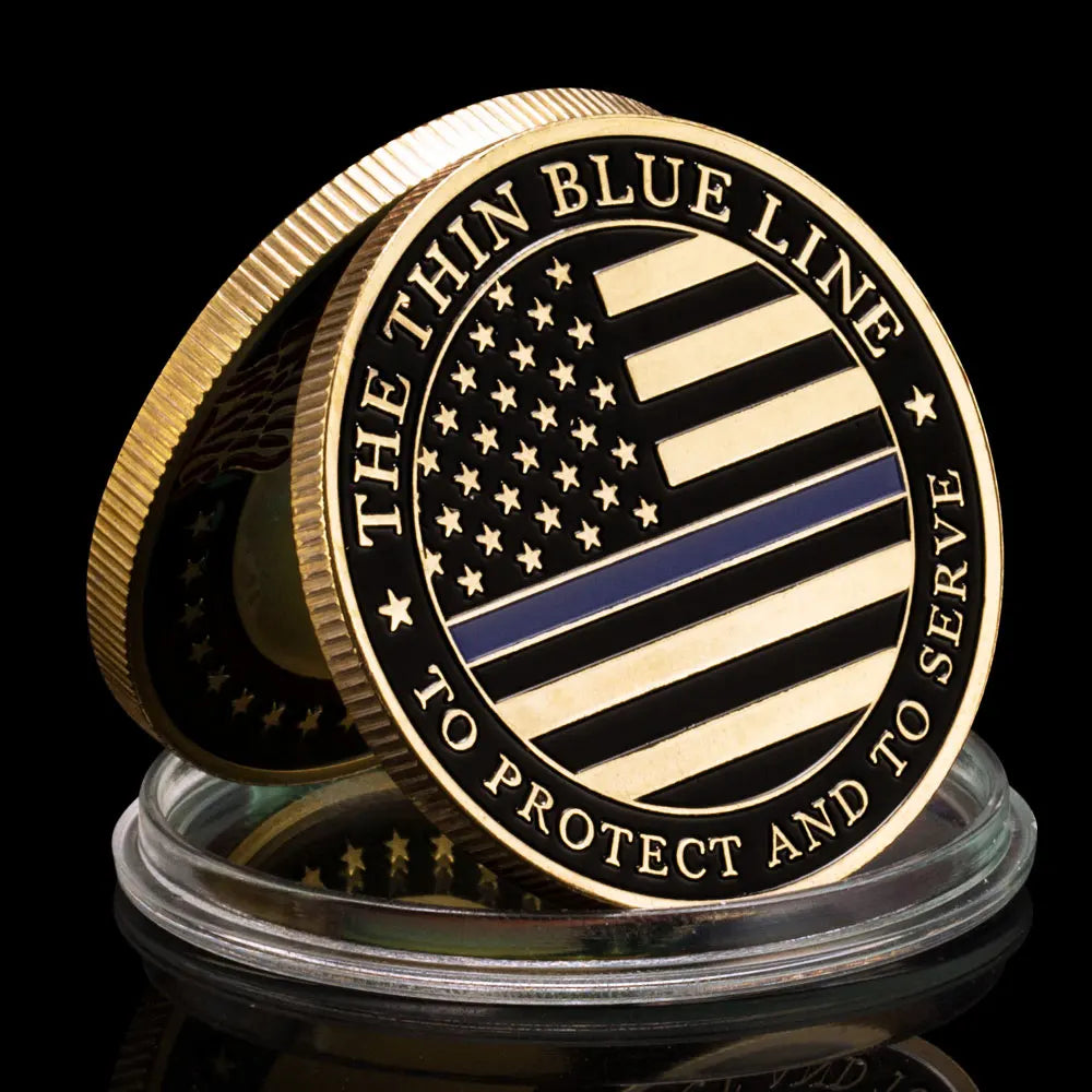 United States Police Officer Souvenir Coin The Thin Blue Line Golden Plated Commemorative Coin Collectible Challenge Coin 1509-Chinese Style Finds™