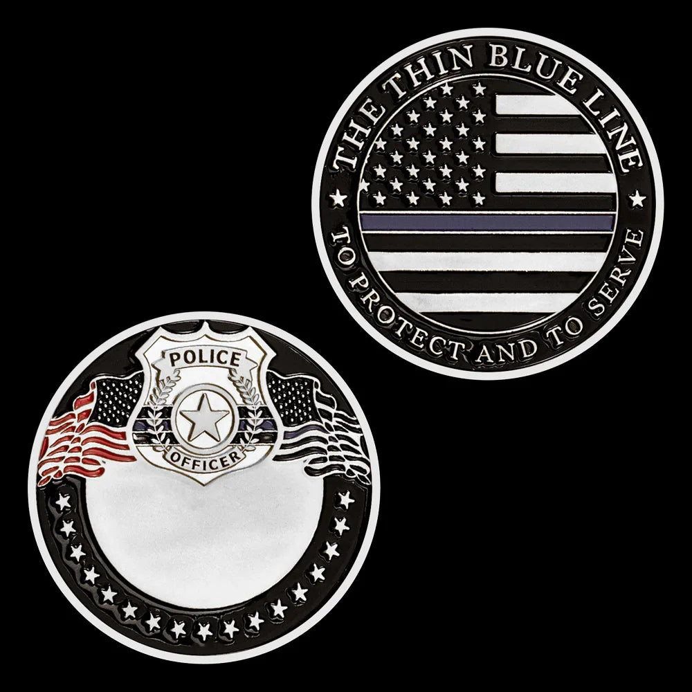 United States Police Officer Souvenir Coin The Thin Blue Line Golden Plated Commemorative Coin Collectible Challenge Coin 1509-Chinese Style Finds™