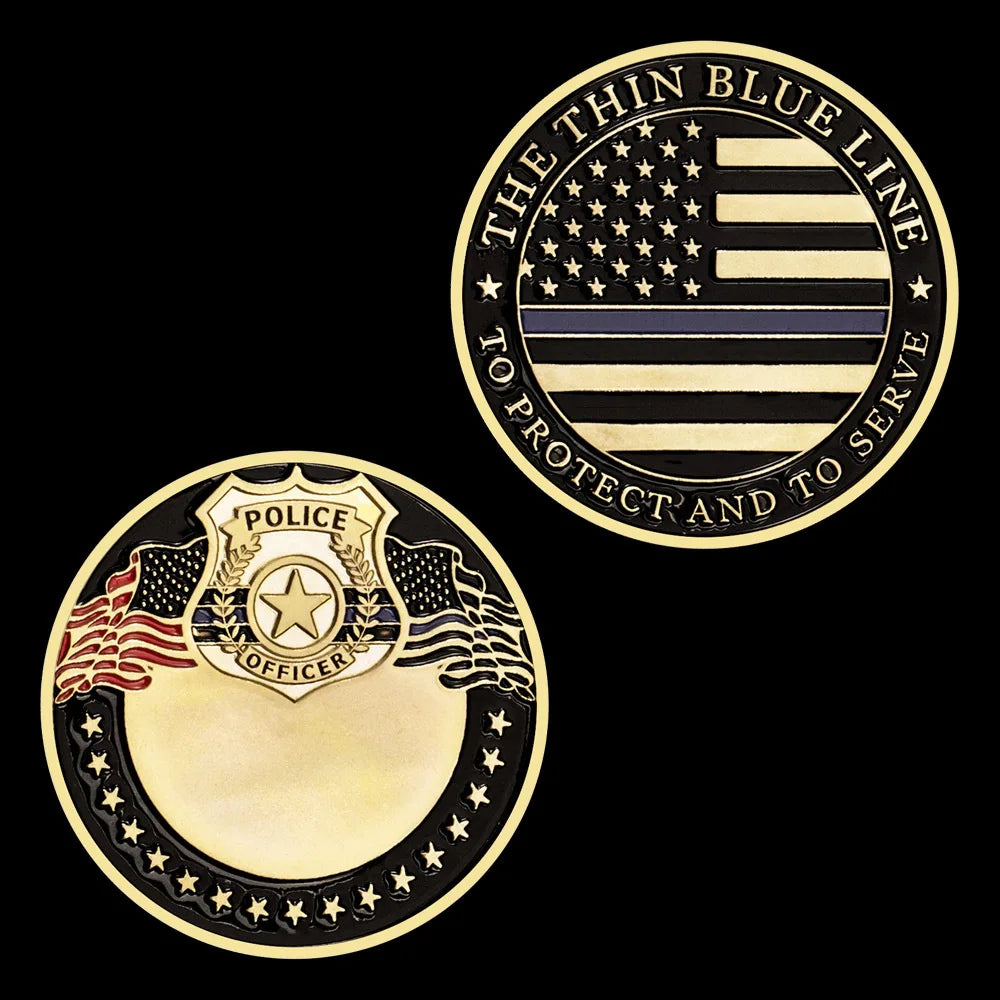 United States Police Officer Souvenir Coin The Thin Blue Line Golden Plated Commemorative Coin Collectible Challenge Coin 1509-Chinese Style Finds™