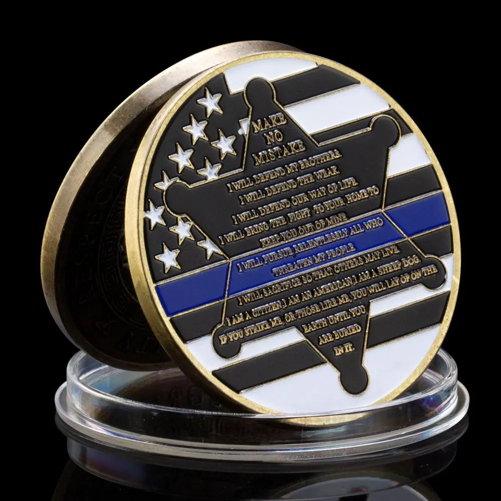 United States Police Souvenir Coin Collectible Gift Copper Plated Coin Prayer Make No Nistake Commemorative Coin Challenge Coin 1118-Chinese Style Finds™