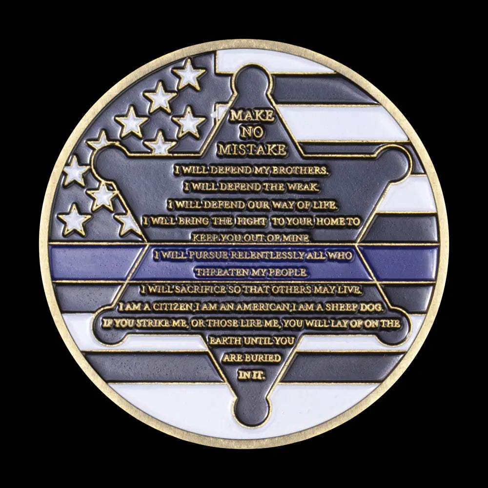 United States Police Souvenir Coin Collectible Gift Copper Plated Coin Prayer Make No Nistake Commemorative Coin Challenge Coin 1118-Chinese Style Finds™