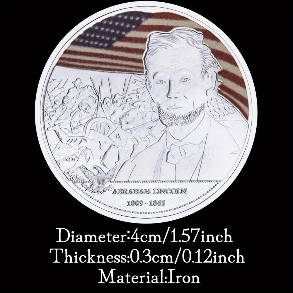 United States President Abraham Lincoln Souvenir Silvery Plated Challenge Coin Collectible Gift President Commemorative Coin 1656-Chinese Style Finds™