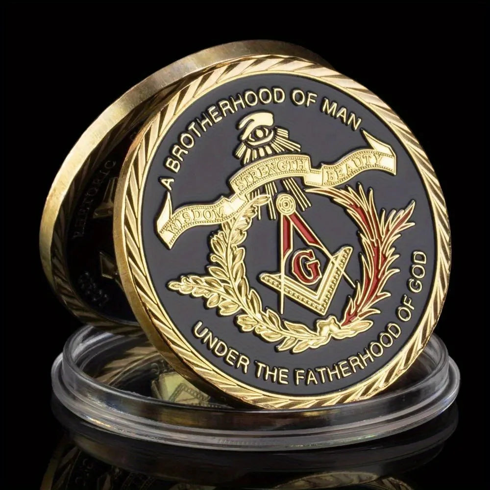 United States The Free Mason Souvenir Coin A Brotherhood of Man Under The Fatherhood of God Golden Plated Commemorative Coin 1137-Chinese Style Finds™