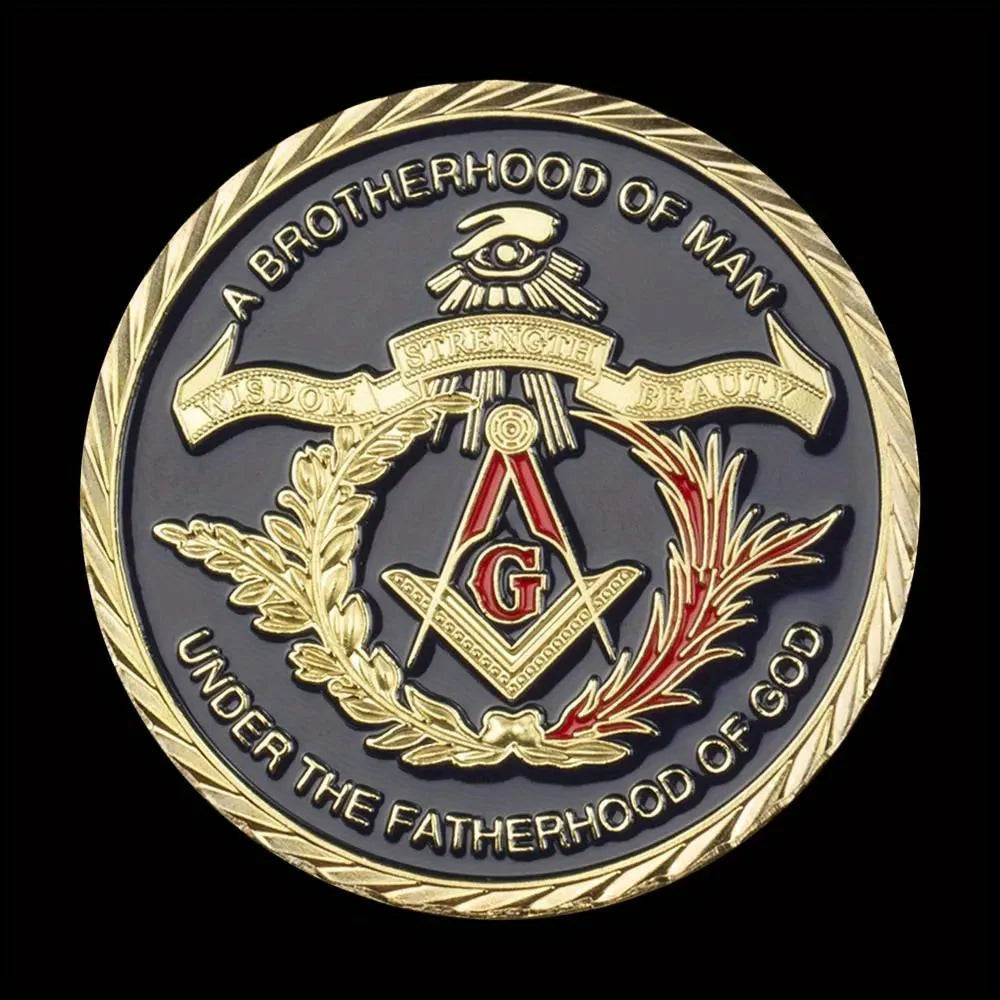 United States The Free Mason Souvenir Coin A Brotherhood of Man Under The Fatherhood of God Golden Plated Commemorative Coin 1137-Chinese Style Finds™