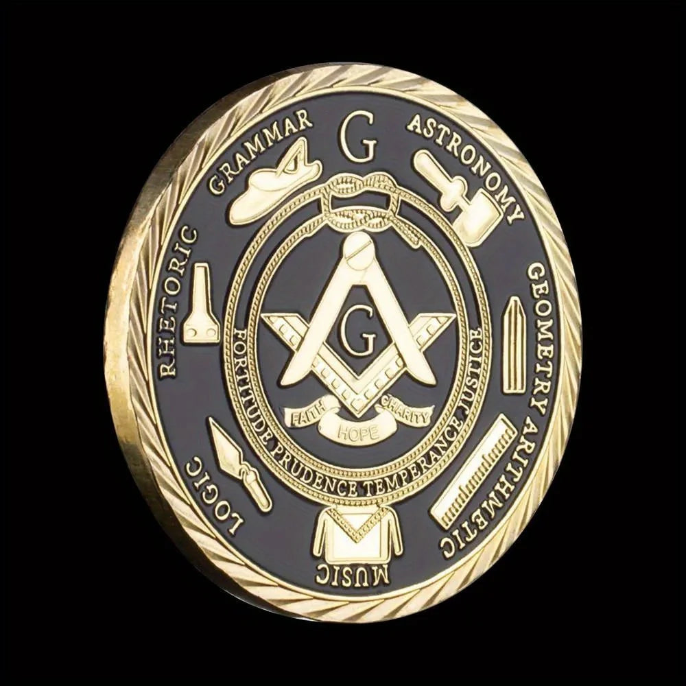 United States The Free Mason Souvenir Coin A Brotherhood of Man Under The Fatherhood of God Golden Plated Commemorative Coin 1137-Chinese Style Finds™