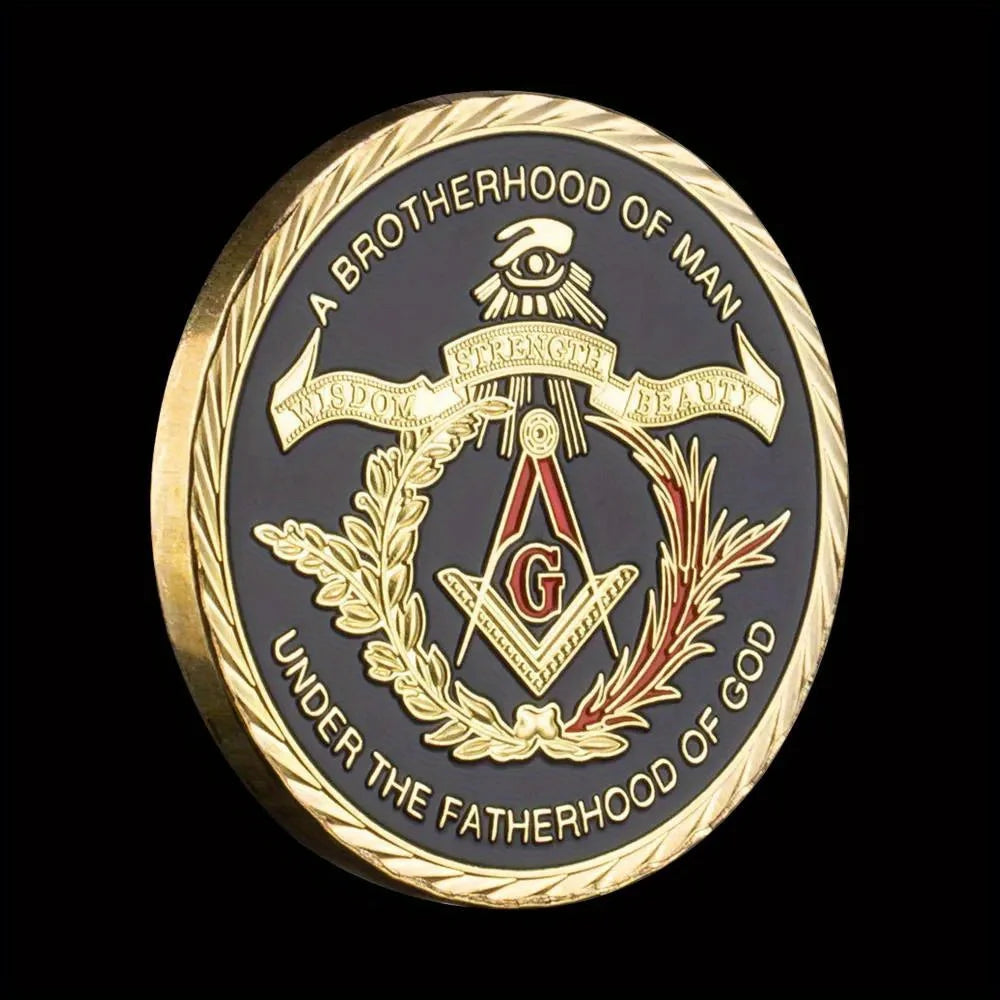 United States The Free Mason Souvenir Coin A Brotherhood of Man Under The Fatherhood of God Golden Plated Commemorative Coin 1137-Chinese Style Finds™