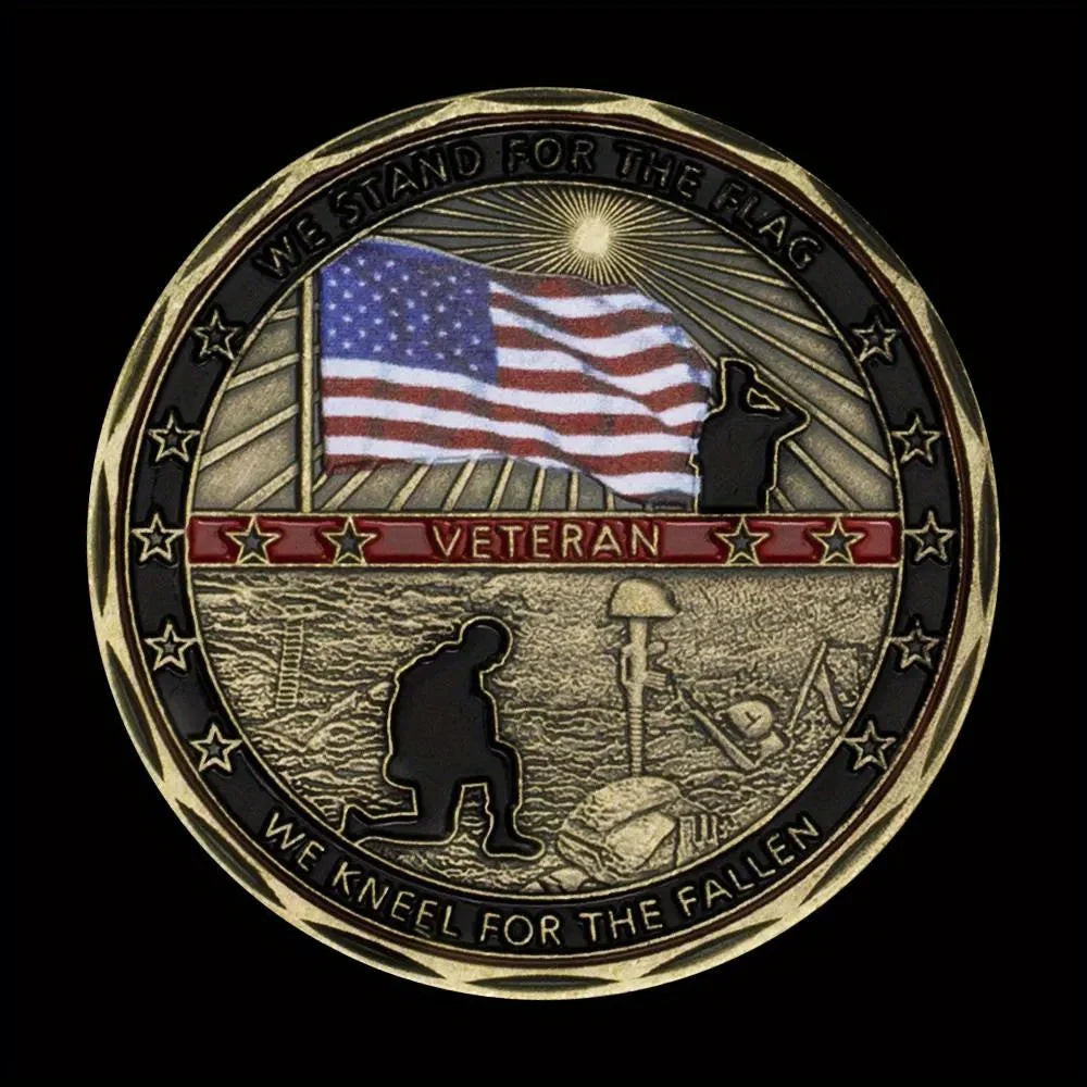 United States Veteran Flag Challenge Coin Always Remember Military Retirement Gift Bronze Plated Commemorative Coin 1560-Chinese Style Finds™