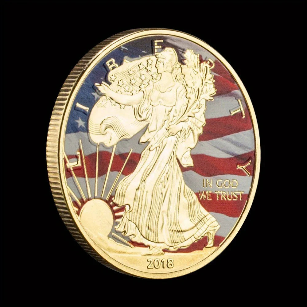 United States Walking Liberty Golden Coins Souvenir Golden Plated Coin Seal of The USA American Eagle Challenge Coin 1365-Chinese Style Finds™