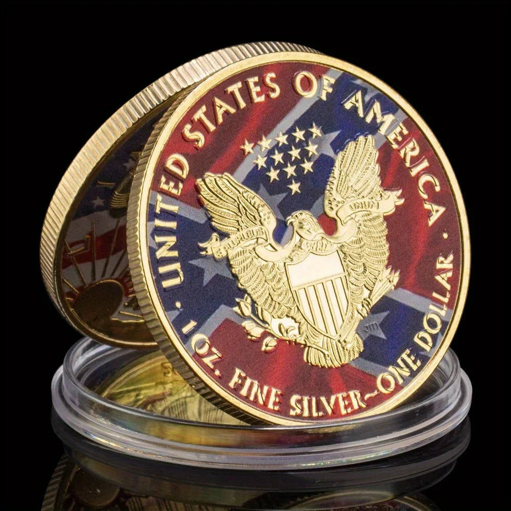 United States Walking Liberty Golden Coins Souvenir Golden Plated Coin Seal of The USA American Eagle Challenge Coin 1365-Chinese Style Finds™