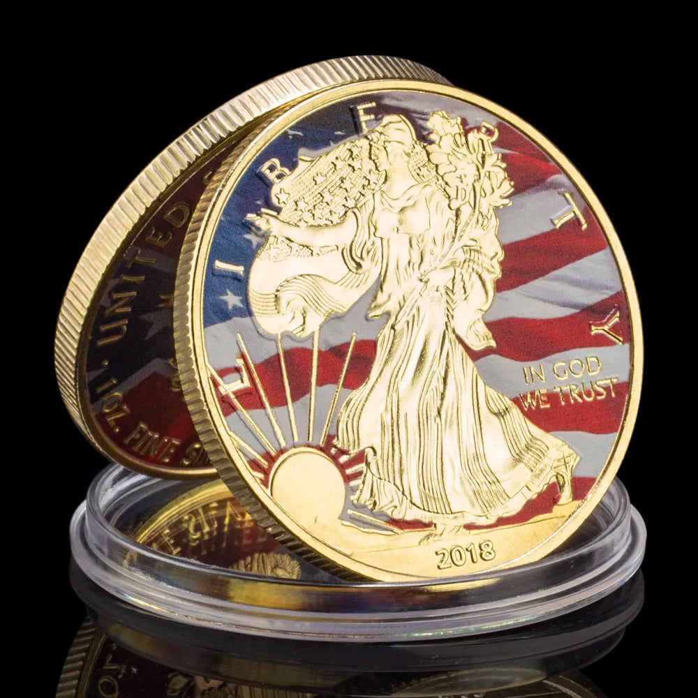 United States Walking Liberty Golden Coins Souvenir Golden Plated Coin Seal of The USA American Eagle Challenge Coin 1365-Chinese Style Finds™