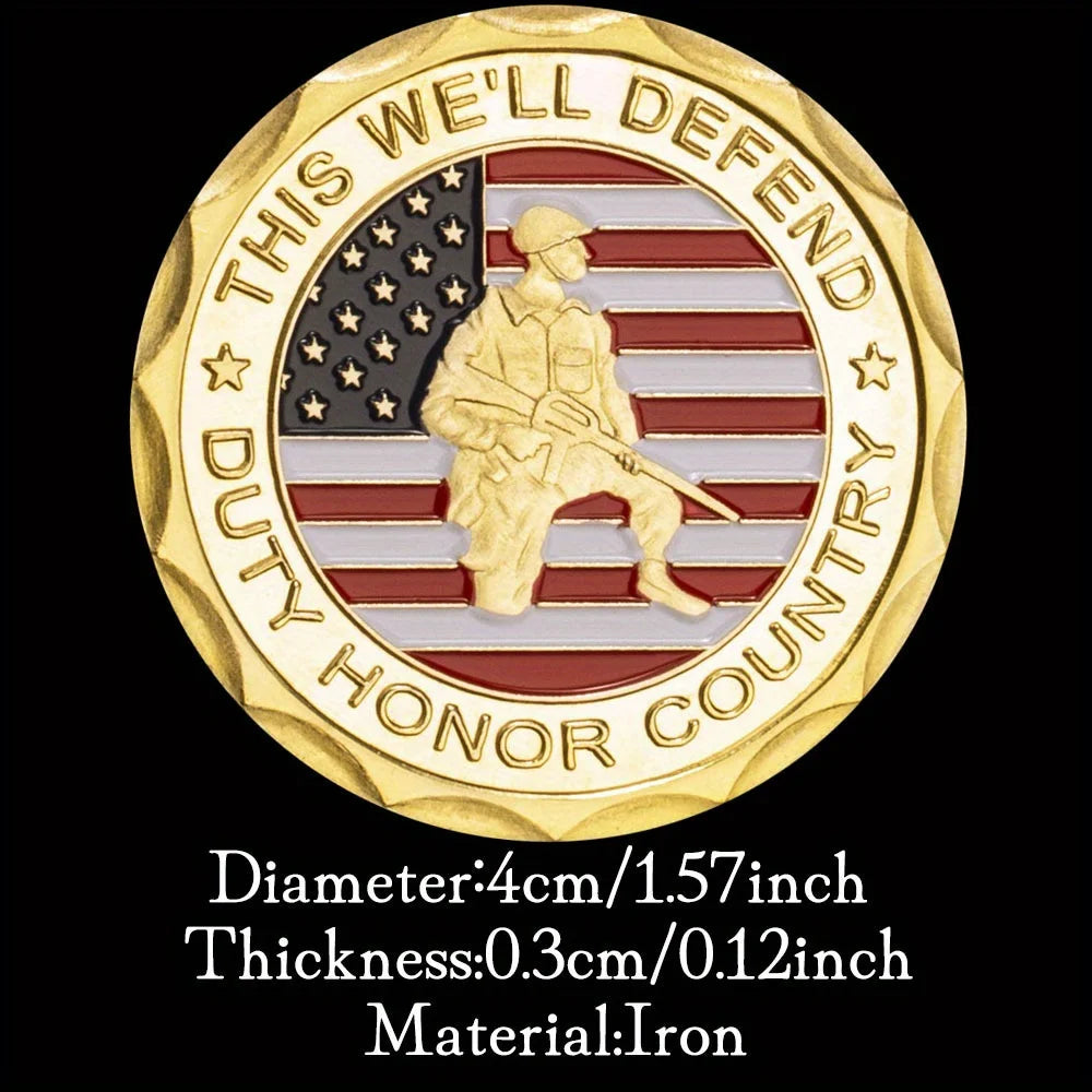 United States of America Army Veteran Souvenir Military Coin This We'll Defend Challenge Coin Golden Plated Commemorative Coin 1236-Chinese Style Finds™