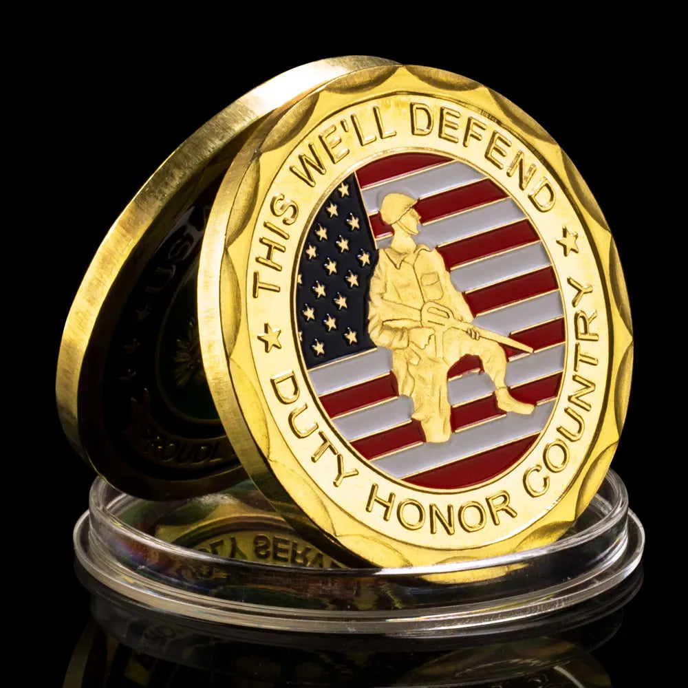 United States of America Army Veteran Souvenir Military Coin This We'll Defend Challenge Coin Golden Plated Commemorative Coin 1236-Chinese Style Finds™