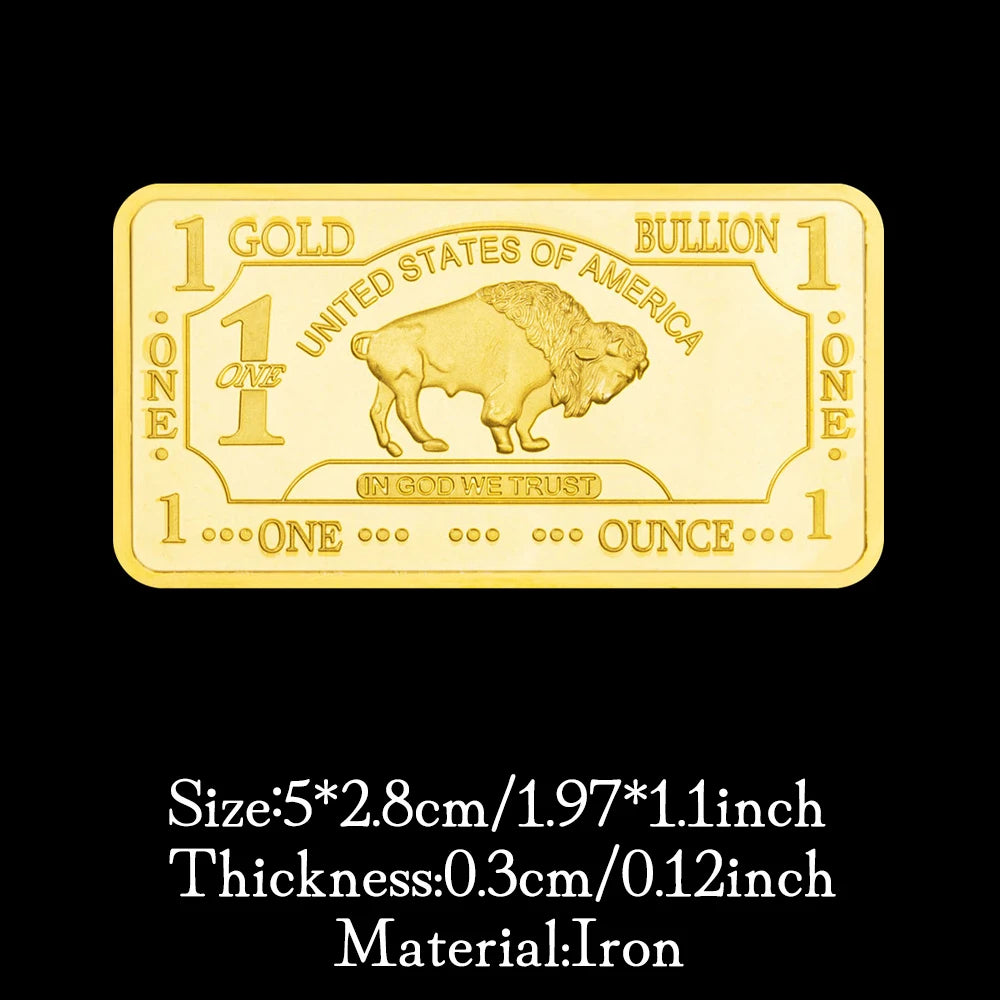 United States of America Buffalo Gold Bar Collectible Golden Plated Souvenir Collection Gift Commemorative Coin 1128-Chinese Style Finds™