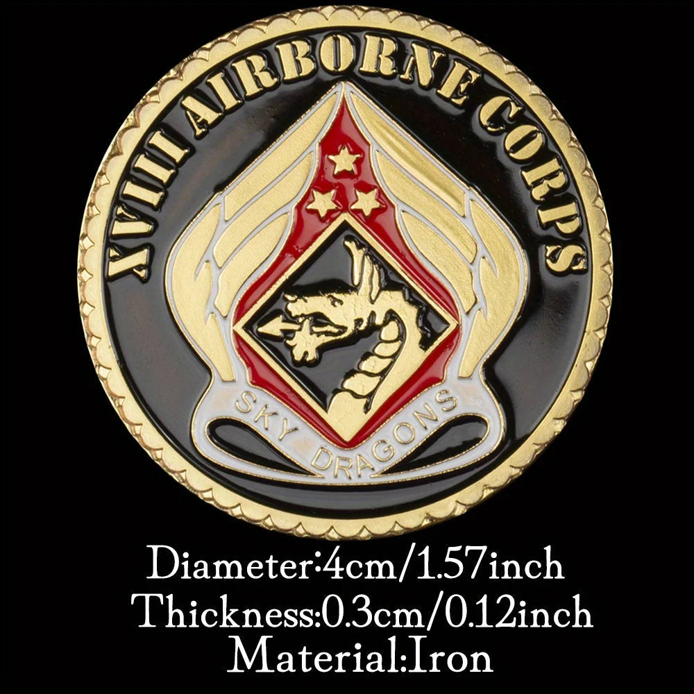 United States of America Department of Army XVIII Airborne Corps Golden Plated Souvenir Challenge Commemorative Coin 1352-Chinese Style Finds™