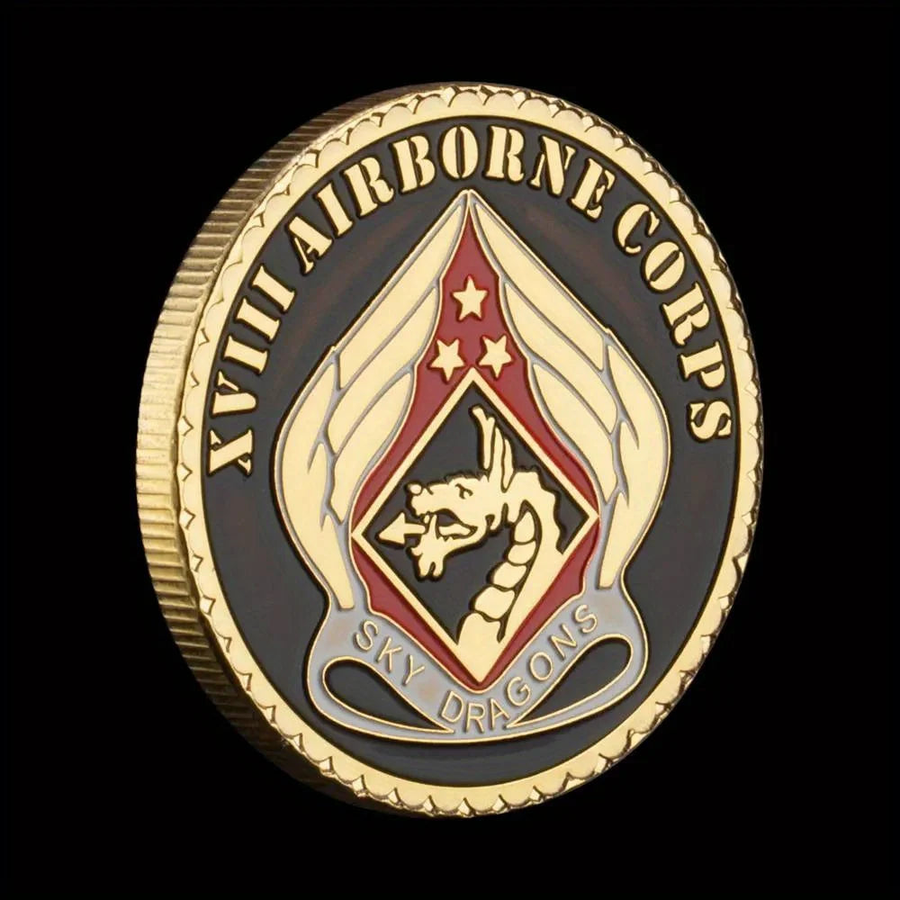 United States of America Department of Army XVIII Airborne Corps Golden Plated Souvenir Challenge Commemorative Coin 1352-Chinese Style Finds™