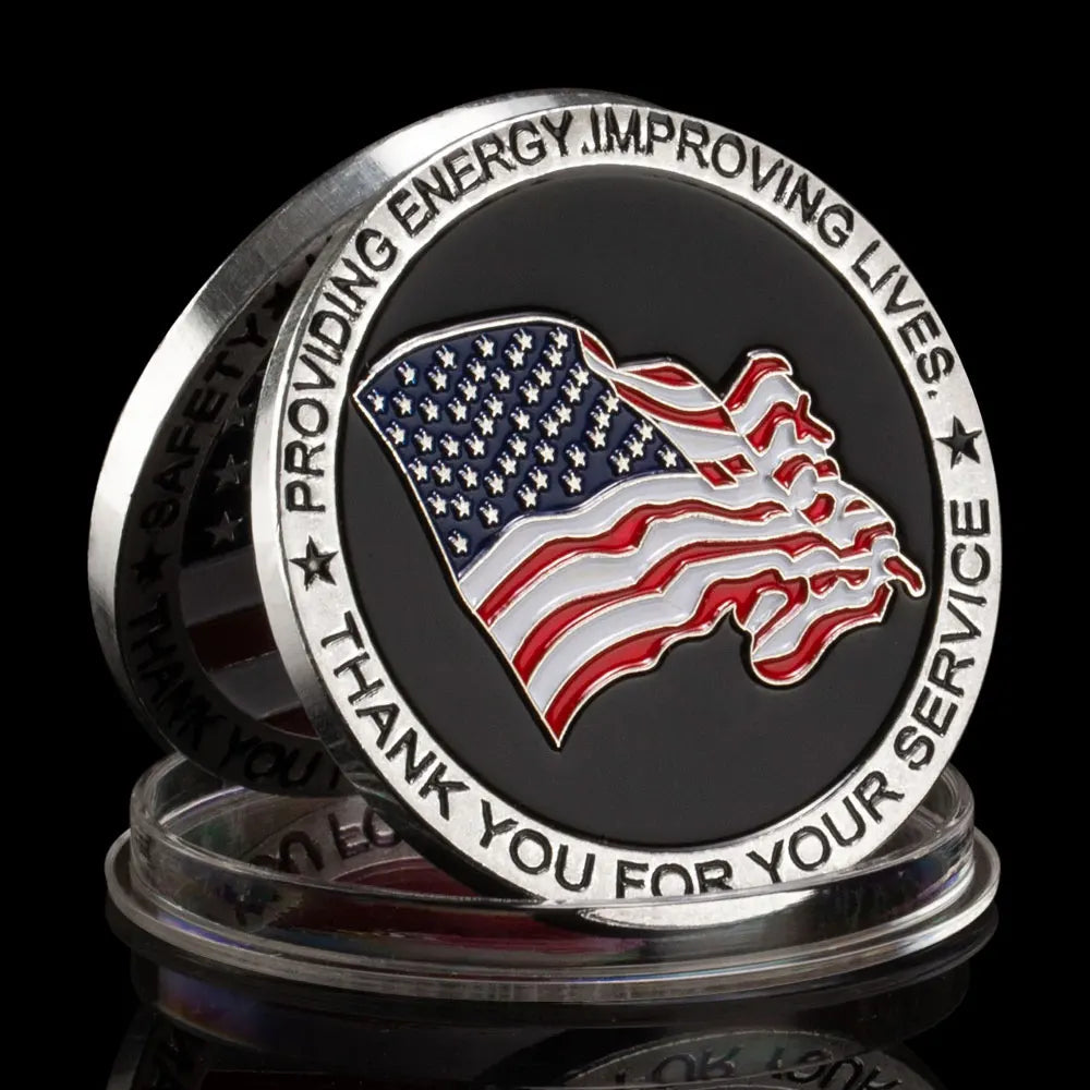 United States of America Flag Coin Providing Energy Jmproving Lives US Coin Silvery Plated Commemorative Coin Challenge Coin 1601-Chinese Style Finds™