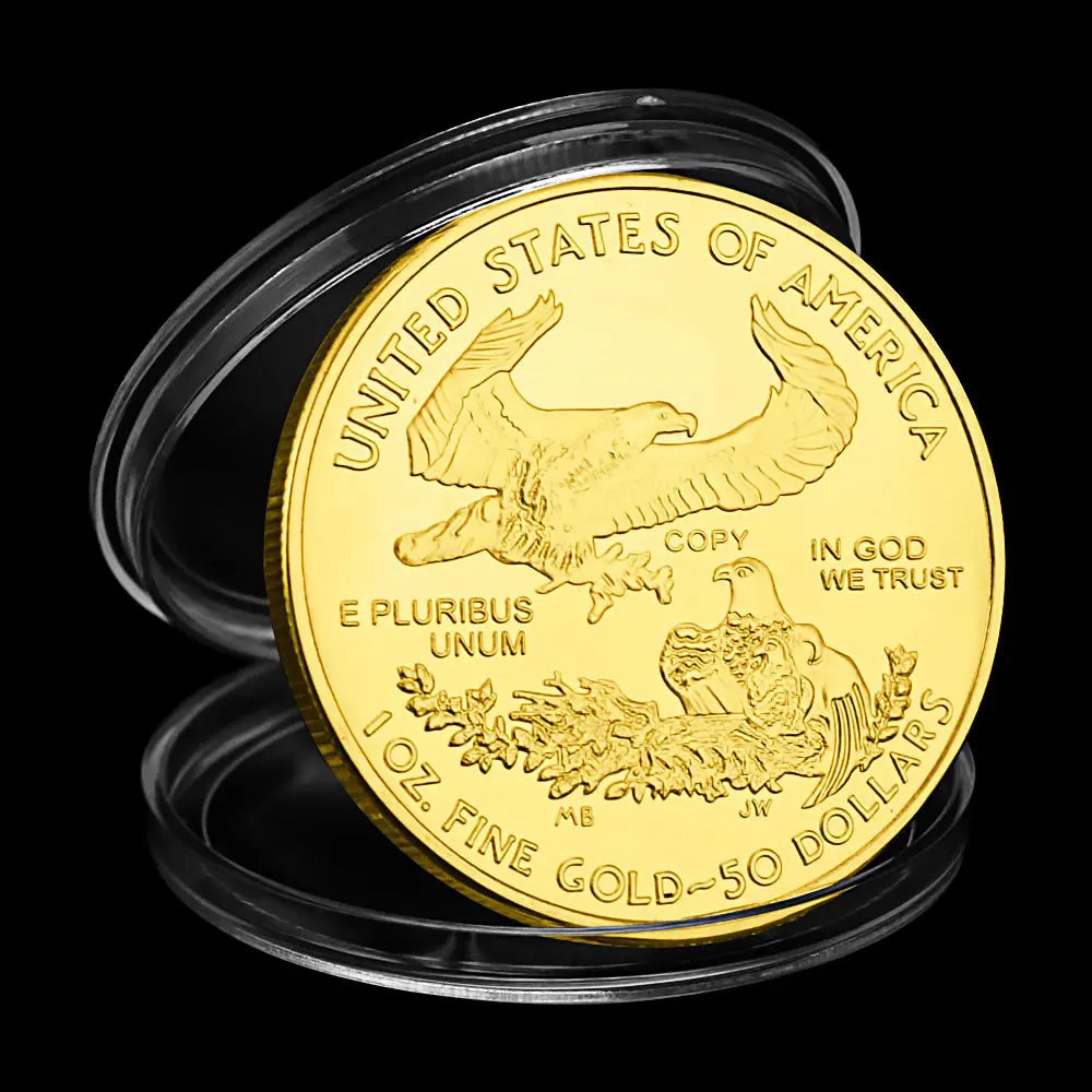 United States of America Statue of Liberty Souvenir Coin In God We Trust Eagle Pattern Gold Plated Commemorative Coin REPLICA 1636-Chinese Style Finds™