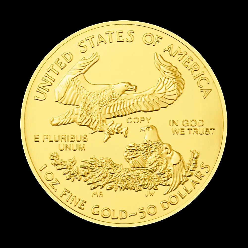 United States of America Statue of Liberty Souvenir Coin In God We Trust Eagle Pattern Gold Plated Commemorative Coin REPLICA 1636-Chinese Style Finds™